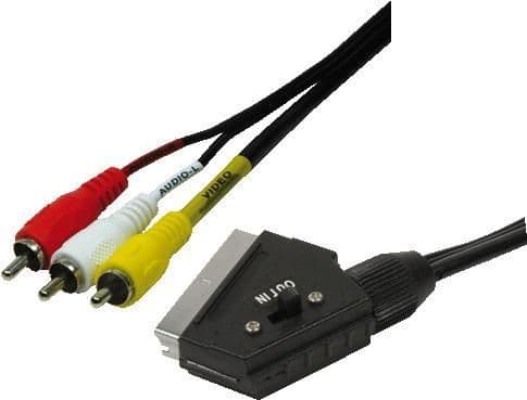 LogiLink Scart - RCA, 2m, 2 m, SCART (21-pin), 3 x RCA, Sort, Polyvinylklorid (PVC), Hankjønn/hankjønn