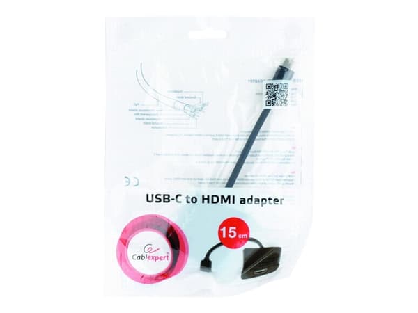 Cablexpert A-CM-HDMIF-01 - Videokort - 24 pin USB-C hane till HDMI hona - 15 cm - dubbelt skärmad - svart - stöd för 4K