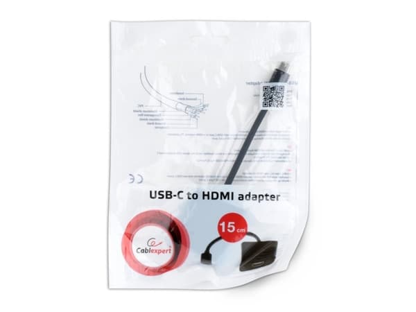 Cablexpert A-CM-HDMIF-01 - Videokort - 24 pin USB-C hane till HDMI hona - 15 cm - dubbelt skärmad - svart - stöd för 4K