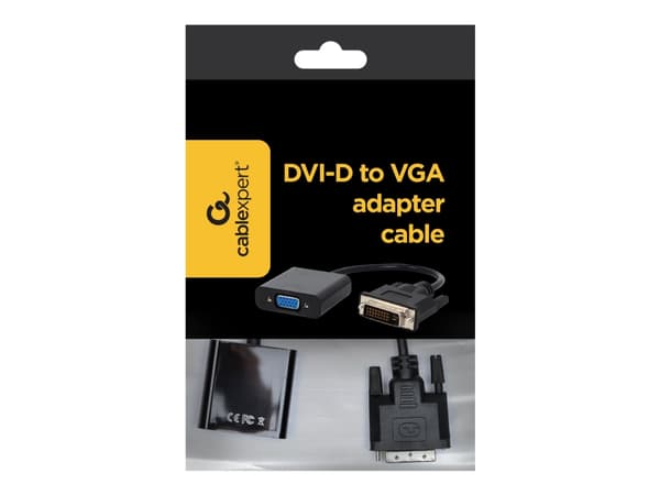 Cablexpert A-DVID-VGAF-01 - Video adapter - DVI-D hann til HD-15 (VGA) hunn - 20 cm - svart - 1080p-støtte