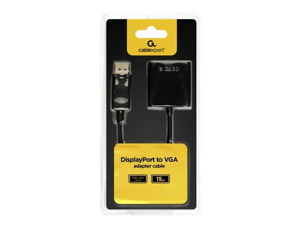 Cablexpert - Video adapter - DisplayPort (hann) til HD-15 (VGA) (hunn) - DisplayPort 1.1a - 15 cm - 1080p-støtte - svart