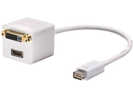 Lindy Mini-DVI to DVI/HDMI Splitter, 0,2 m, Mini-DVI, HDMI + DVI, Hankjønn, Hunkjønn, Hvit
