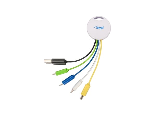 Akyga AK-AD-51 - Laddningsadapter - USB hane till mini-USB typ B, mikro-USB typ B, Lightning, 24 pin USB-C hane - 7 cm