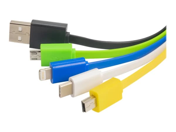Akyga AK-AD-51 - Laddningsadapter - USB hane till mini-USB typ B, mikro-USB typ B, Lightning, 24 pin USB-C hane - 7 cm