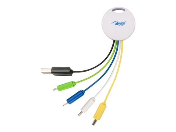 Akyga AK-AD-51 - Laddningsadapter - USB hane till mini-USB typ B, mikro-USB typ B, Lightning, 24 pin USB-C hane - 7 cm