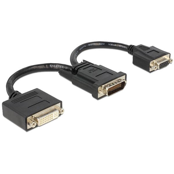 DeLOCK - Skjermadapter - HD-15 (VGA), DVI-I (hun) til DMS-59 (han) - 20 cm - tommelskruer