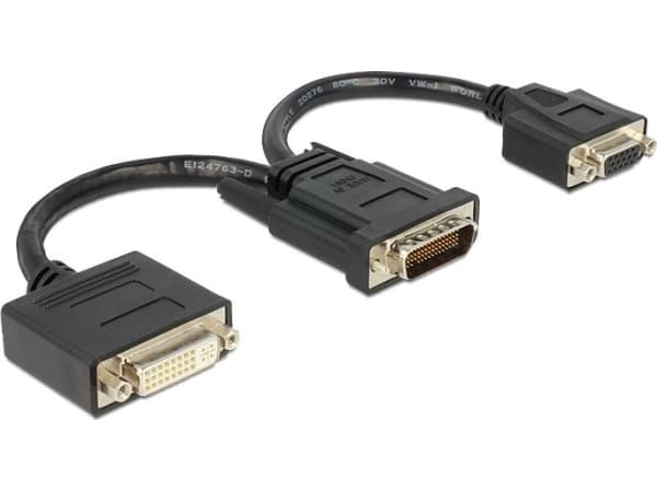 DeLOCK - Skjermadapter - HD-15 (VGA), DVI-I (hun) til DMS-59 (han) - 20 cm - tommelskruer