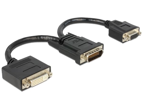 DeLOCK - Skjermadapter - HD-15 (VGA), DVI-I (hun) til DMS-59 (han) - 20 cm - tommelskruer
