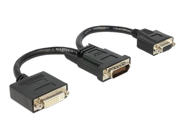 DeLOCK - Skjermadapter - HD-15 (VGA), DVI-I (hun) til DMS-59 (han) - 20 cm - tommelskruer