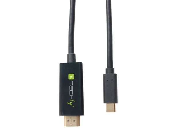 TECHly - Video- / lyd- / datakabel - 24 pin USB-C hann reversibel til HDMI hann - 2 m - svart - 4K-støtte, rund