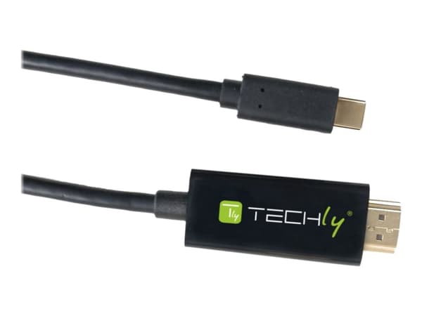 TECHly - Video- / lyd- / datakabel - 24 pin USB-C hann reversibel til HDMI hann - 2 m - svart - 4K-støtte, rund Sort