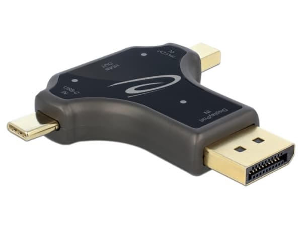 Delock - Video adapter - 24 pin USB-C, Mini DisplayPort, DisplayPort hann til HDMI hunn - antrasitt - 4K-støtte