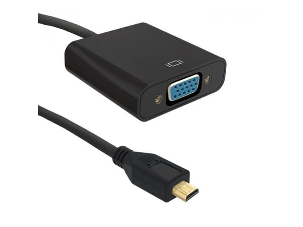 Qoltec - Video adapter - 19 pin micro HDMI Type D hann til 15 pin D-Sub (DB-15) hunn - 20 cm