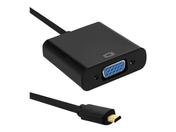 Qoltec - Video adapter - 19 pin micro HDMI Type D hann til 15 pin D-Sub (DB-15) hunn - 20 cm
