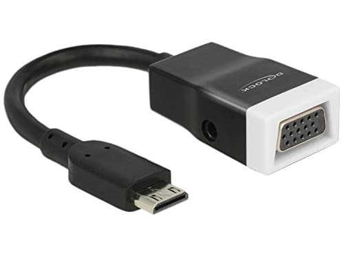 Delock - Video/audio-adapter - 19 pin mini HDMI Type C hann til HD-15 (VGA), mini-phone stereo 3.5 mm hunn - 15 cm - svart, hvit