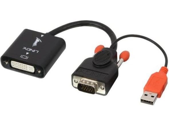Lindy 38184, 0,2 m, DVI-D, VGA (D-Sub) + USB, Hunkjønn, Hankjønn, Nickel
