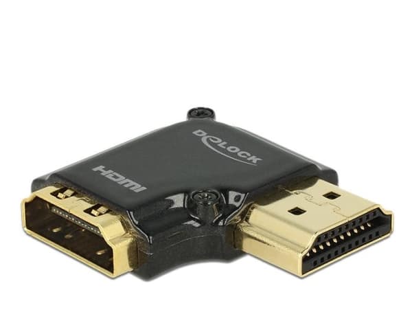 DeLOCK - HDMI-sovitin - HDMI (naaras) HDMI (uros) - musta - suorakulmainen liitin, 4K-tuki