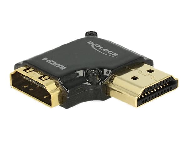 DeLOCK - HDMI-sovitin - HDMI (naaras) HDMI (uros) - musta - suorakulmainen liitin, 4K-tuki
