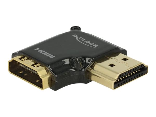 DeLOCK - HDMI-sovitin - HDMI (naaras) HDMI (uros) - musta - suorakulmainen liitin, 4K-tuki