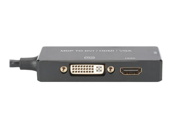 ASSMANN - Video adapter - Mini DisplayPort hann til HDMI, DVI-D, 15 pin D-Sub (DB-15) hunn - 20 cm - trippel beskyttelse - svart - formstøpt, 4K-støt