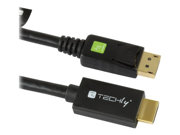 TECHly - Adapterkabel - DisplayPort hann til HDMI hann - 2 m - skjermet - svart - 4K-støtte