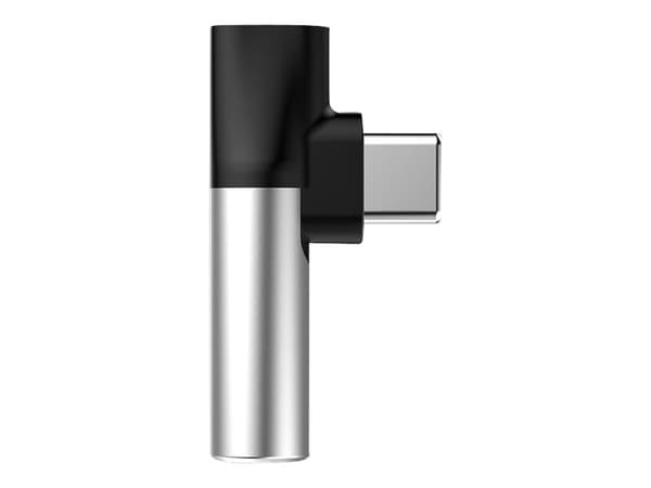 BASEUS L41 - USB-C til hodetelefons-jakkadapter - 24 pin USB-C hann til mini-phone stereo 3.5 mm, 24 pin USB-C hunn - svart, sølv