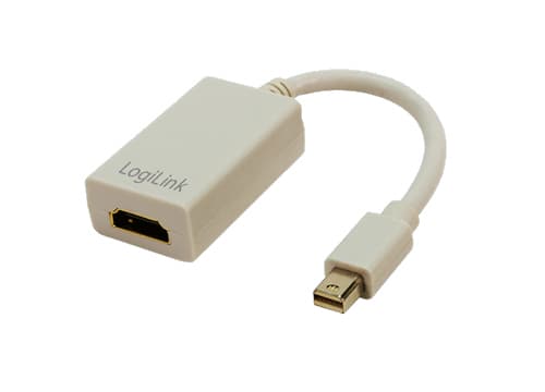 LogiLink Mini DisplayPort / HDMI Adapter, 0,1 m, HDMI Typ A (standard), Mini DisplayPort, Hankoppling, Honkoppling, Grå