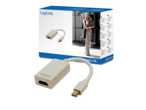 LogiLink Mini DisplayPort / HDMI Adapter, 0,1 m, HDMI Type A (Standard), Mini DisplayPort, Hankjønn, Hunkjønn, Grå
