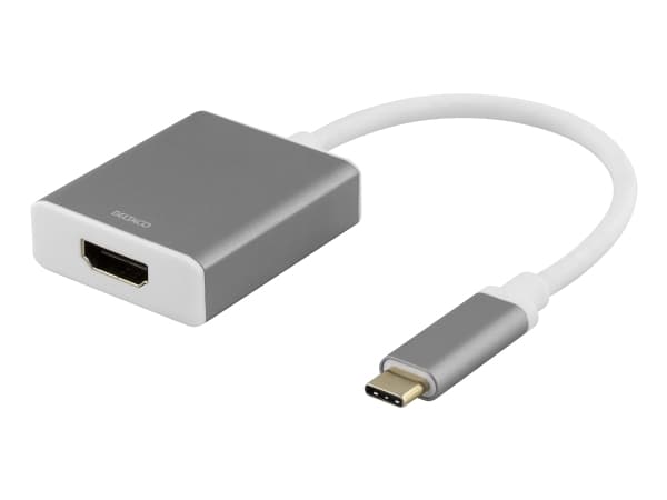 DELTACO USBC-HDMI9 - HDMI-sovitin - 24-nastainen USB-C han til HDMI hun - 20 cm - avaruusharmaa - 4K-tuki