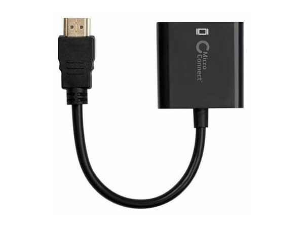 MicroConnect - Videotransformator - HDMI - VGA - sort