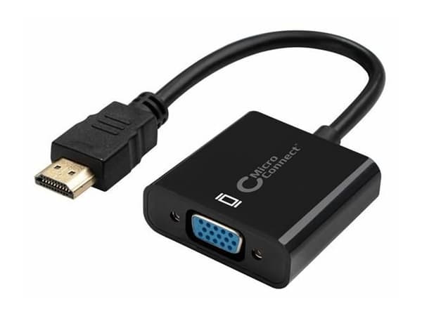 MicroConnect - Videotransformator - HDMI - VGA - sort