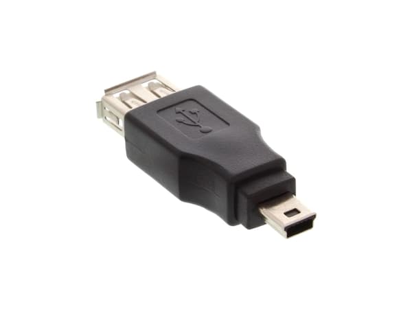 InLine 33500A, USB 2.0 A male, mini-5p USB 2.0 F, Svart
