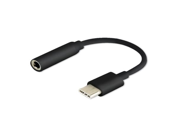 SAVIO AK-35/B - USB-C til hodetelefons-jakkadapter - 24 pin USB-C hann til mini-phone stereo 3.5 mm hunn - 12 cm - svart