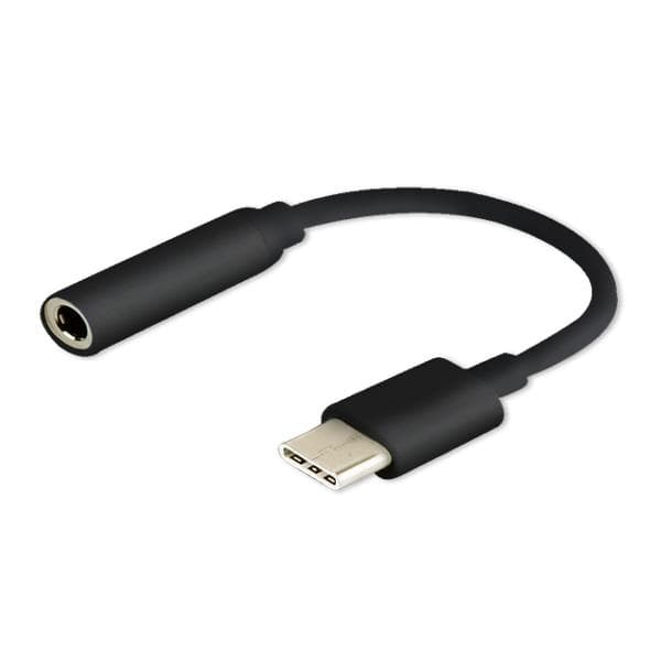 SAVIO AK-35/B - USB-C til hodetelefons-jakkadapter - 24 pin USB-C hann til mini-phone stereo 3.5 mm hunn - 12 cm - svart