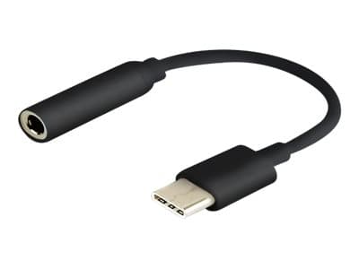 SAVIO AK-35/B - USB-C til hodetelefons-jakkadapter - 24 pin USB-C hann til mini-phone stereo 3.5 mm hunn - 12 cm - svart