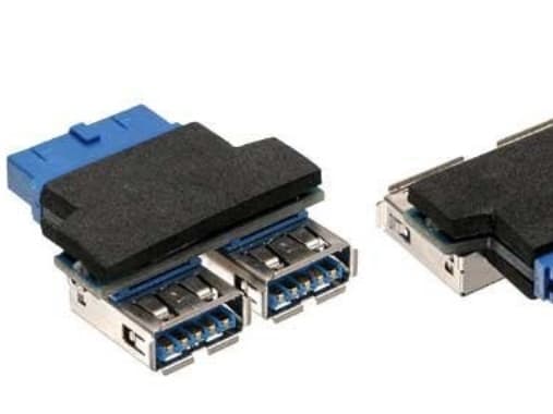 InLine 33444I, 2x USB A, USB 3.0 (19pin), 0,05 m, Svart, Blå