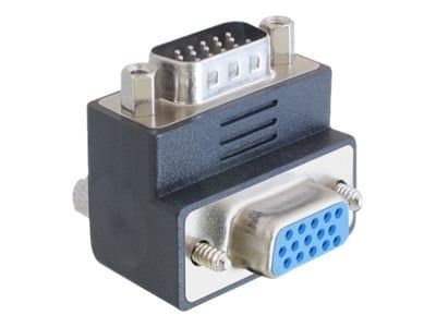 Delock Adapter VGA male / female 270° angled - VGA-adapter - HD-15 (VGA) (hann) til HD-15 (VGA) (hunn) - 270°-kontakt, tommelskruer