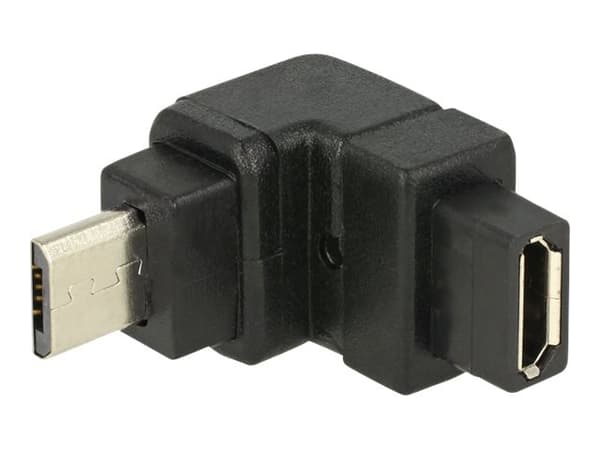 DeLOCK - USB-adapter - Micro-USB Type B (hun) til Micro-USB Type B (han) - 90° stikforbindelse - sort