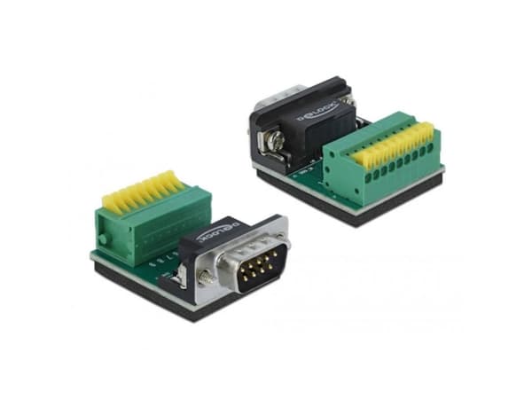 Delock - Seriell adapter - DB-9 (hann) til 9-pins terminalblokk - tommelskruer, trykknapp