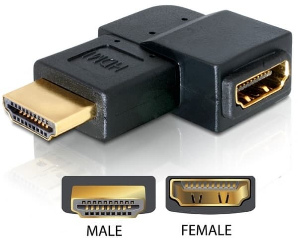 Delock - HDMI-adapter - HDMI hann til HDMI hunn - høyrevinklet kontakt