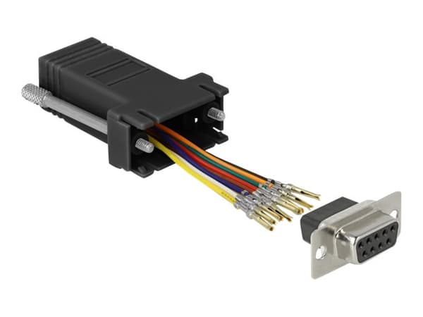 Delock Adapter Sub-D 9 pin female to RJ45 female Assembly Kit - Seriell adapter - DB-9 (hona) skruvbar till RJ-45 (hona) - svart