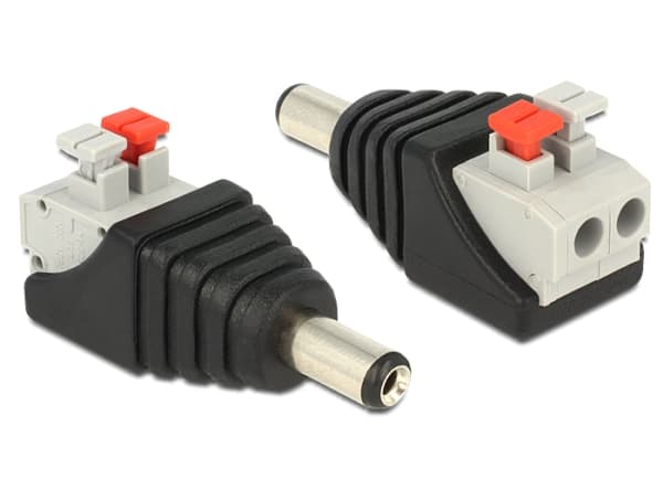Delock - Strømadapter - 2-pins terminalblokk (hann) til 5,5 x 2,1 mm DC-jakk (hann)