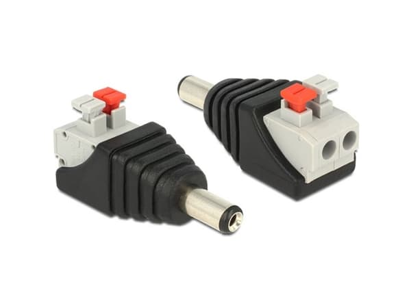 Delock - Strømadapter - 2-pins terminalblokk (hann) til 5,5 x 2,1 mm DC-jakk (hann)