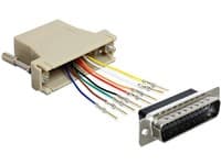 DeLOCK 65433, Sub-D 25p, RJ45, Musta, Harmaa, Hopea