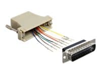 DeLOCK 65433, Sub-D 25p, RJ45, Musta, Harmaa, Hopea
