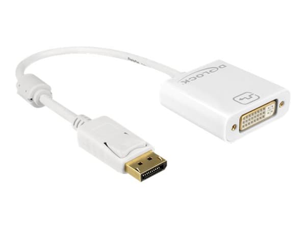 Delock - DisplayPort-adapter - DisplayPort (hann) til DVI-I (hunn) - 20 cm - hvit