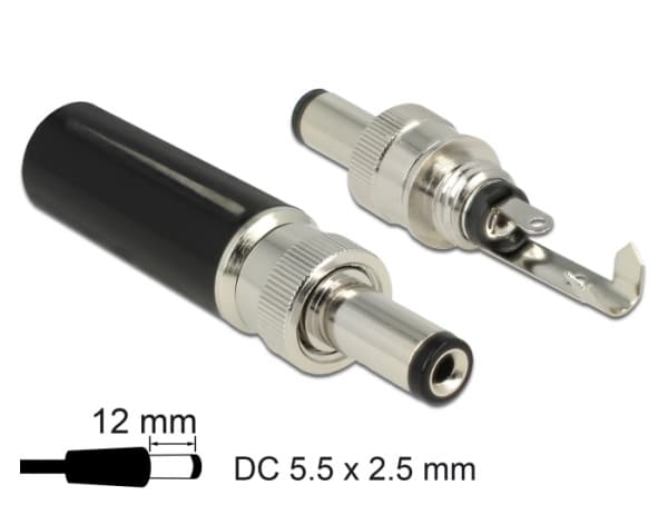 Delock - Strømkontakt - 5,5 x 2,1 mm DC-jakk (hann)