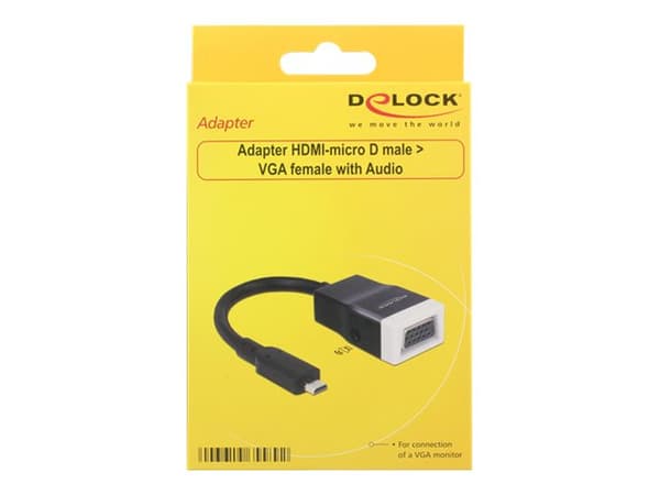 Delock Adapter HDMI-micro D male > VGA female with Audio - Videokonverter - HDMI - VGA - svart, hvit - løsvekt