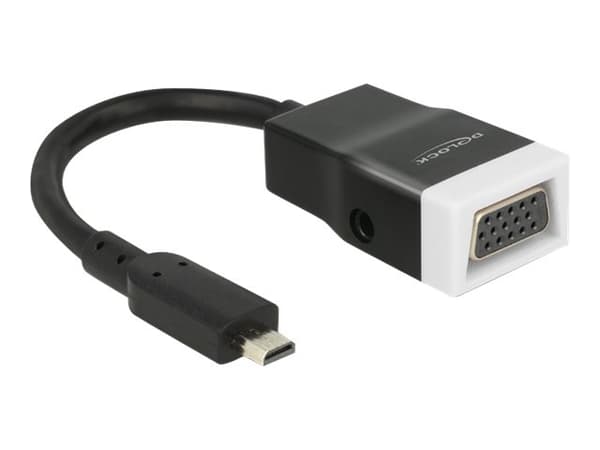Delock Adapter HDMI-micro D male > VGA female with Audio - Videokonverter - HDMI - VGA - svart, hvit - løsvekt