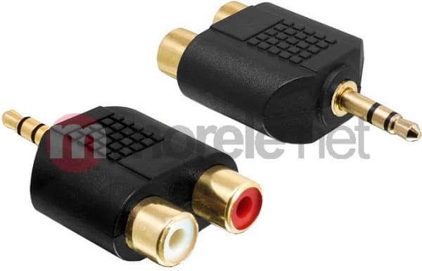 Delock - Audioadapter - RCA hunn til mini-phone stereo 3.5 mm hann - svart